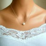 Pearl Necklace Bridal Jewelry Silver Necklace With..